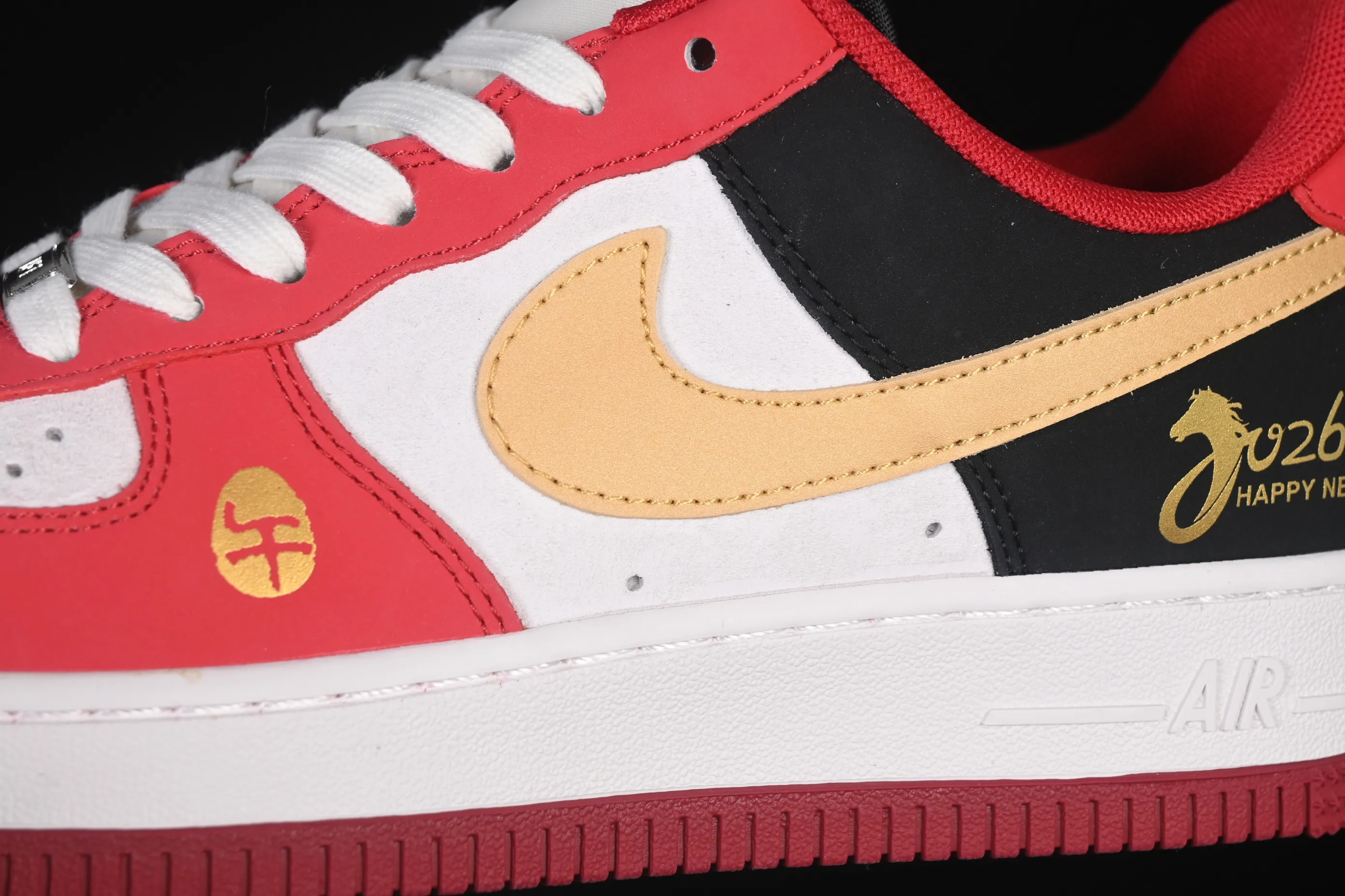 All categories Nk Air Force 1 Air Force series Nk Air Force 1 Low Air Force low top Nike Air Force 1'07 Low Year of the Horse limited edition red, black and gold contrast Air Force 1 low top casual sneakers JP2026-139